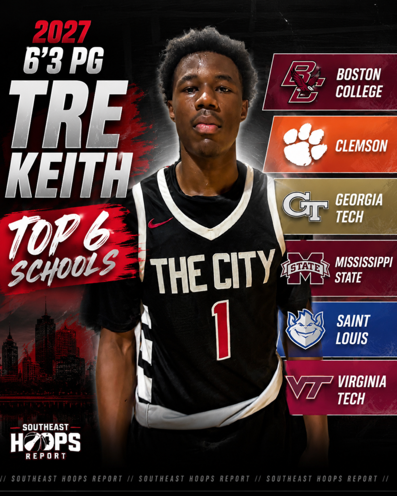 2027 6-foot-3 Combo Guard Tre Keith names Top 6 Schools