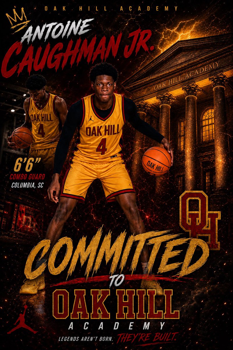 2028 6-foot-6 Small Forward Antoine Caughman Jr. is transferring to Oak Hill Academy (Virginia) for his junior season